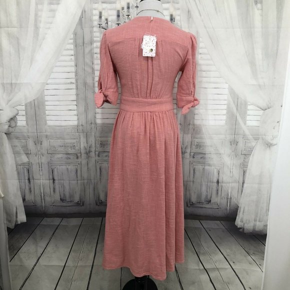 Free People Love Of My Life Pink Button Dress XS - Picture 9 of 9